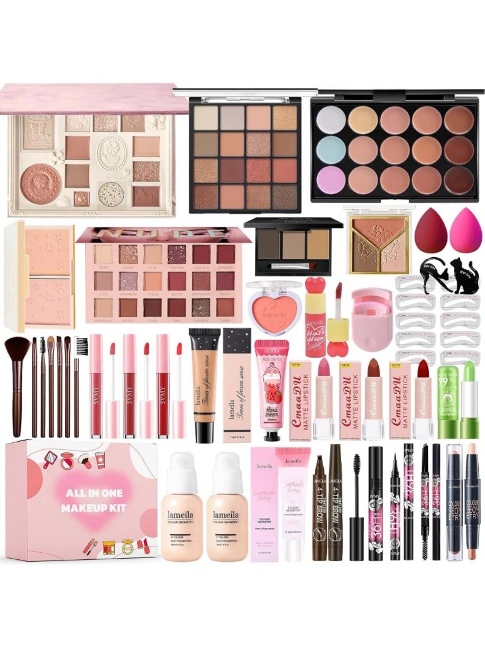 Complete Makeup Kit for Women & Teens - Eyeshadow, Foundation, Lipsticks